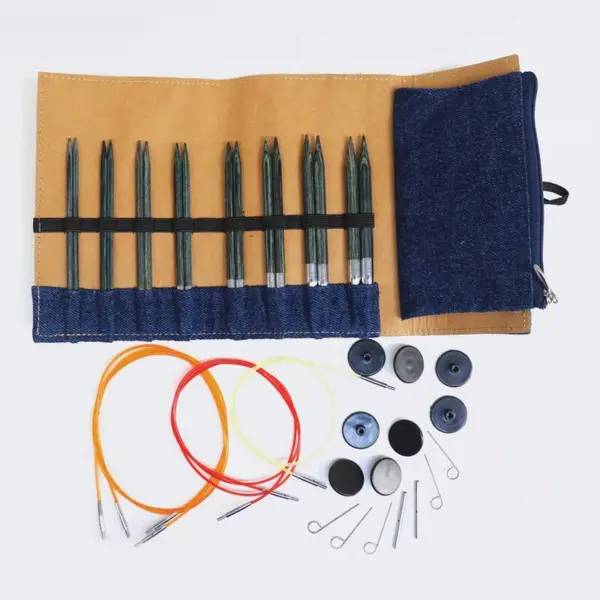 KnitPro Indigo Wood Utbytbara Rundstickor Set