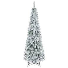 Kunstigt juletræ 180 cm kunstigt juletræ med kunstig sne og fod, 523 grenspidser til festlig dekoration