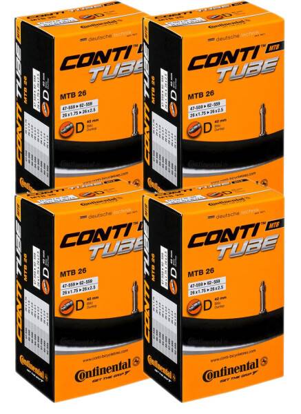 4 st. Continental 26" Slang 47/62-559 med 40mm dunlop ventil