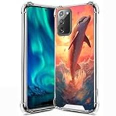 KUAVETO Klart fodral till Samsung Galaxy Note 20 5G Dolphin-aa586 design stötbeständig fallskyddande genomskinligt skal för Samsung Galaxy Note 20 5G