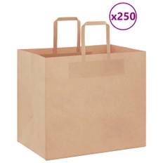 Kraftpapirposer 250 stk. med håndtag 32x22x28 cm brun