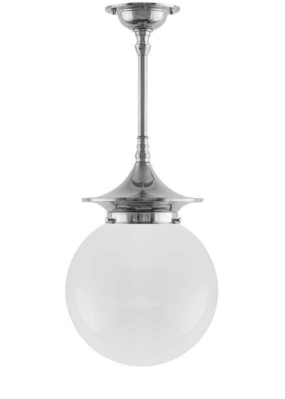 Loftslampe - Dahlbergspendel 100 nikkel, opalhvid kuppelskærm - 50 cm