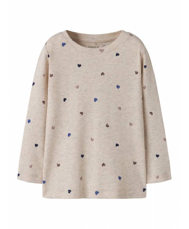 Name It NMFNUTTI langærmet bluse med hjerter til piger