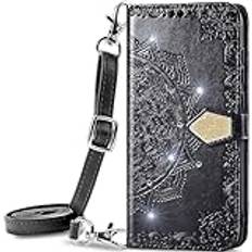 HUANGTAOLI Crossbody Bling strass plånbok telefonfodral för Samsung Galaxy S22 5G (SM-S901B, SM-S901B/DS, SM-S901U, SM-S901U1, SM-S901W, SM-S901N, SM-S9010, SM-S901E, SM-S901E/DS)