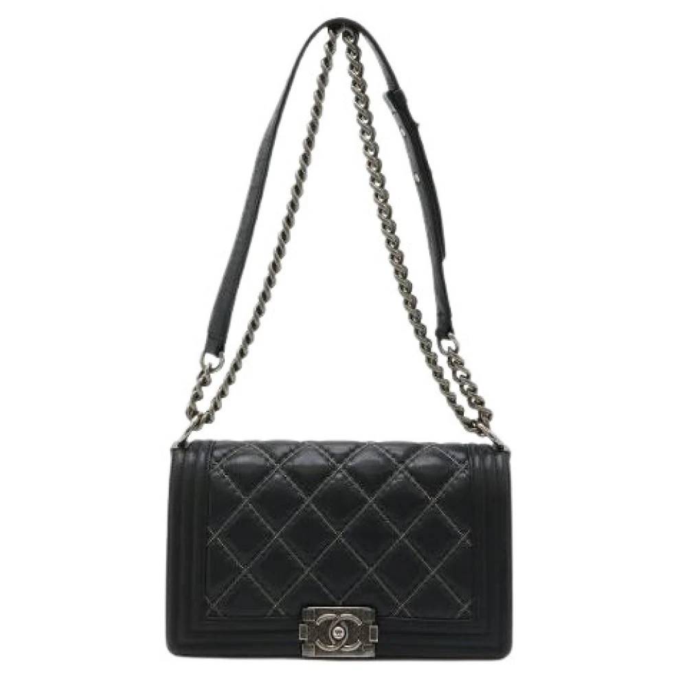 Chanel Vintage Pre-owned Boy 25 Beaded Leather Shoulder Bag - Vintage - Dame - Sort - ONE SIZE - Uld