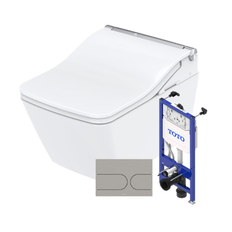 Toto Washlet SW douchetoiletpakke, rengøringsvenlig, hvid/børstet rustfrit stål