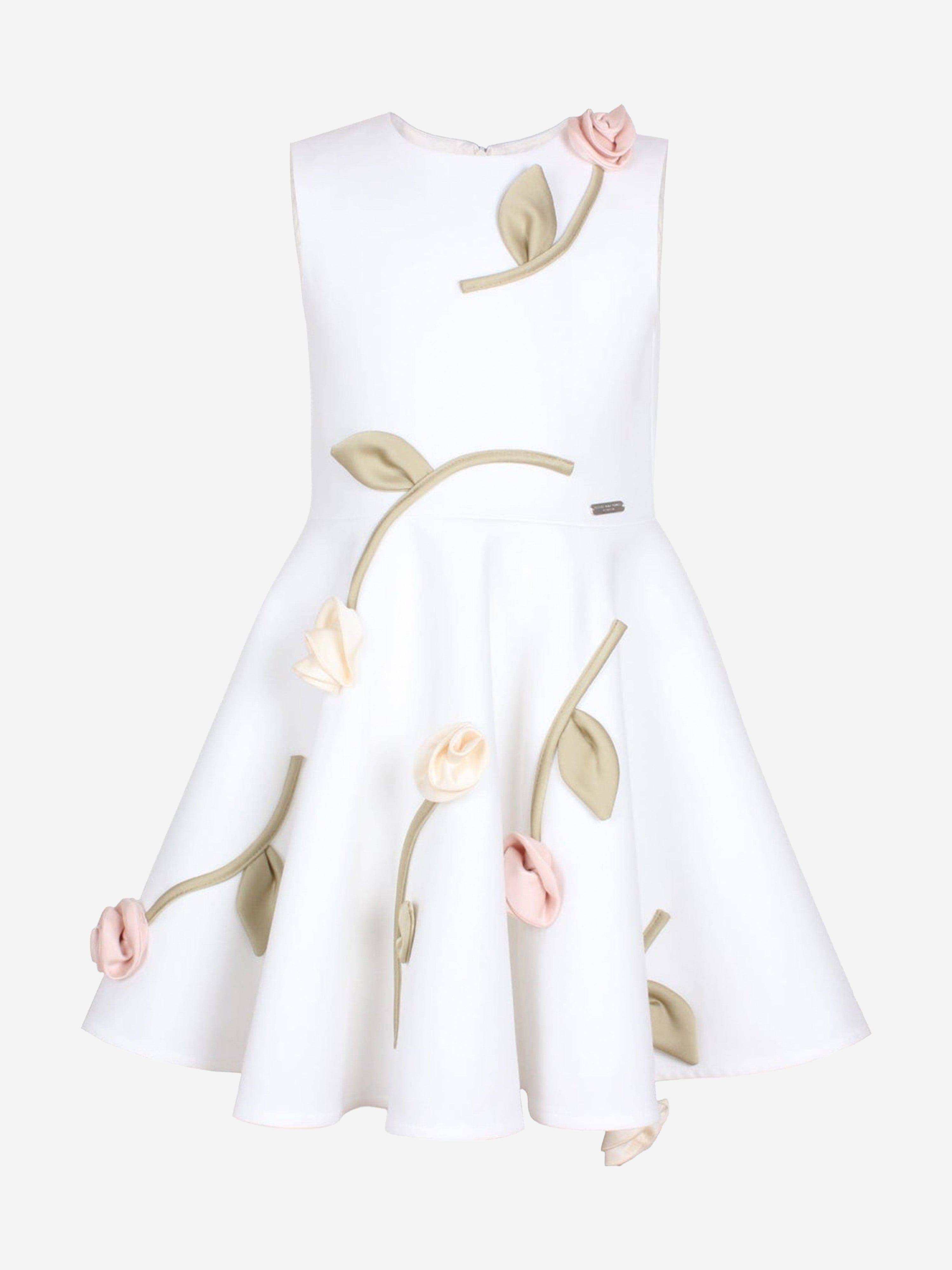 Jessie And James Girls Rain Of Flowers Dress in White - White / 12 Yrs (12 Yrs)