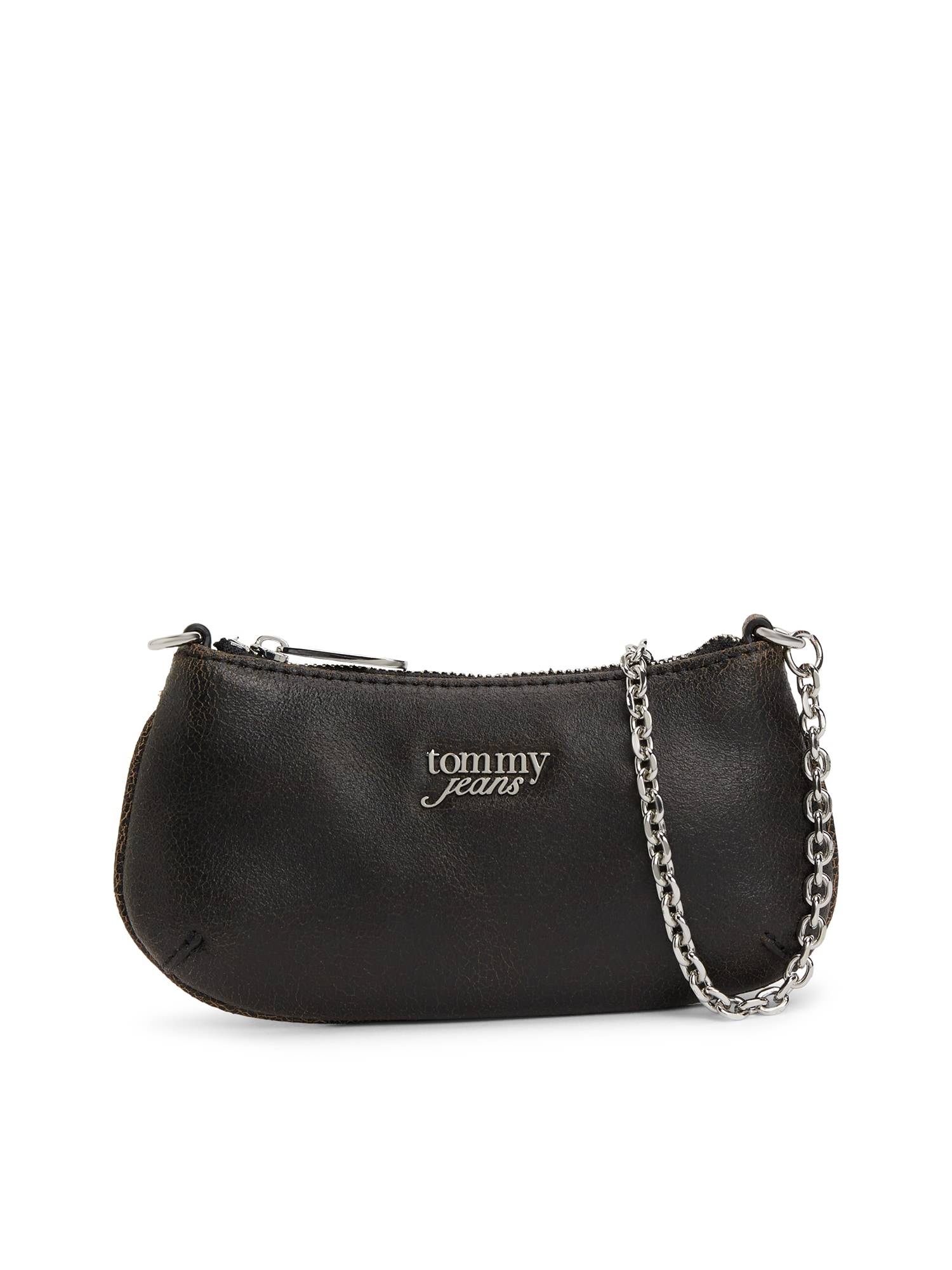 Tommy Jeans Skuldertaske 'Chain Strap Cracked Logo'  sort