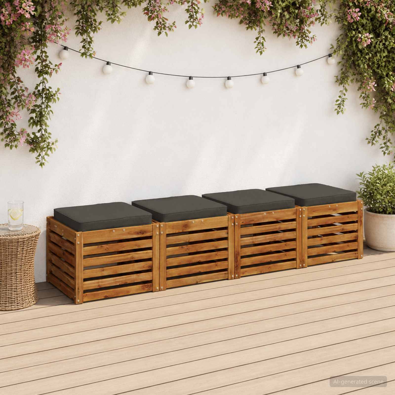 vidaXL 4-Stykke Sædepuder VUGHT 4 pcs 100% polyester Antracit