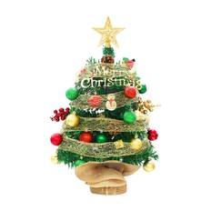 2FT LED Bordsskiva Julgran med batteridrivna LED String Lights Top Star Röda Gröna bollar 60cm Without Light