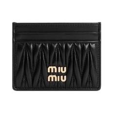 Miu Miu, Tilbehør, Dame, Sort, ONE SIZE, Læder, Sort Læder Kreditkort Etui Pung