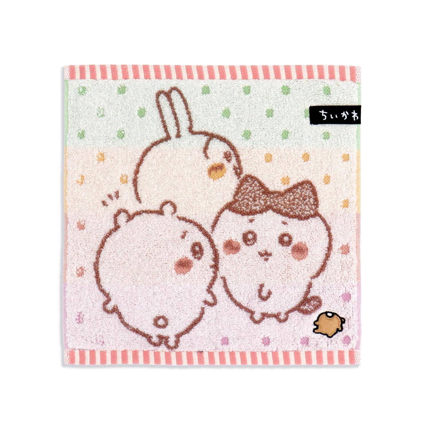 Chiikawa Tomodachi Towel Pink 25 x 25 cm Handkerchief, Pile, 41-1160080, Approx.