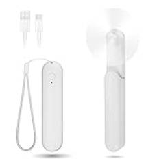 Venforze Mini Handheld fläkt, 3-växlad uppladdningsbar, tyst, bärbar fläkt [12–24 timmar], USB-fickfläkt för resor, hem och vit