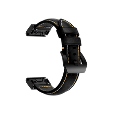 Garmin Fenix 5 / 5 Plus / 6 / 6 Pro / Chronos Sort Læderrem
