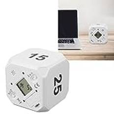 Cube Timer, Sensor Flip Timer Kökstimer, Digital Klocka Timer Bakgrundsbelyst Display, Mute & Justerbar Ljudklocka, 5, 15, 25, 45 Minuters Förinställningar (Vit)