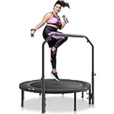 VEVOR Mini Hopfällbar Fitness Trampolin 1320 mm Trampolin Maximal belastning 205 kg Sport Trampolin Garden Trampolin med Höjdjusterbart handtag i 4 nivåer och 40 fjädrar