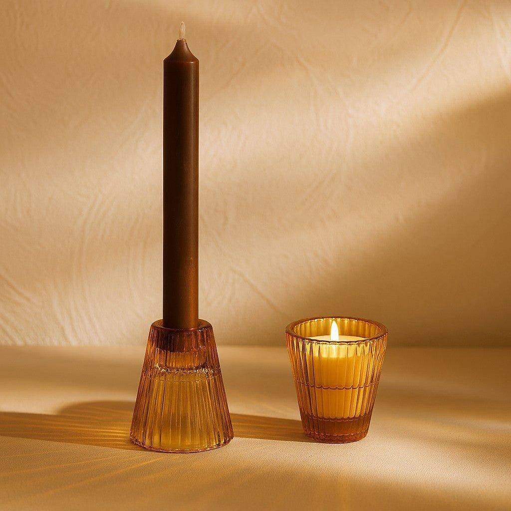 Candle Holder Tealight Holder - Antique Amber 2 Pack