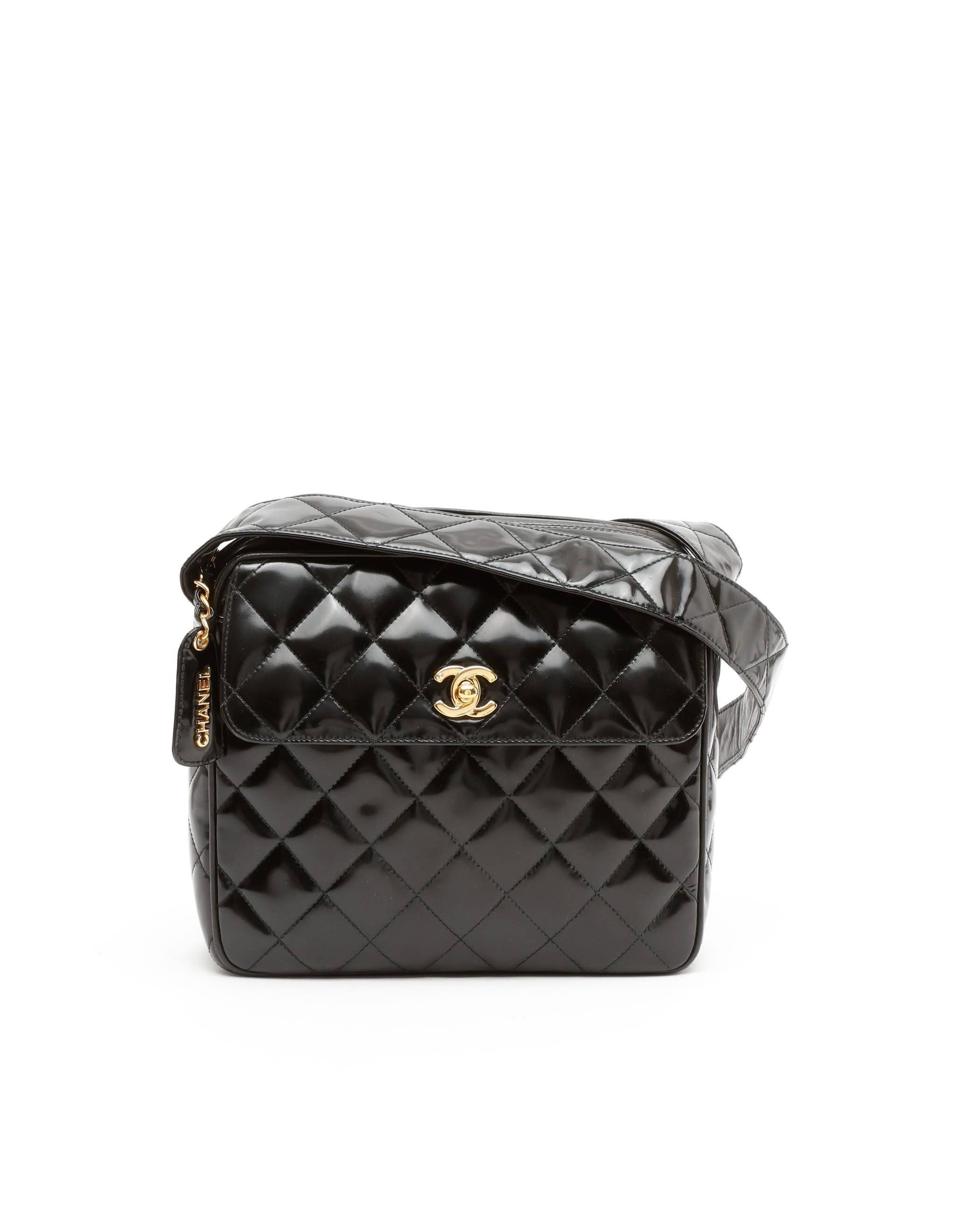 Chanel Quilted Patent Camera Bag - Black - One Size