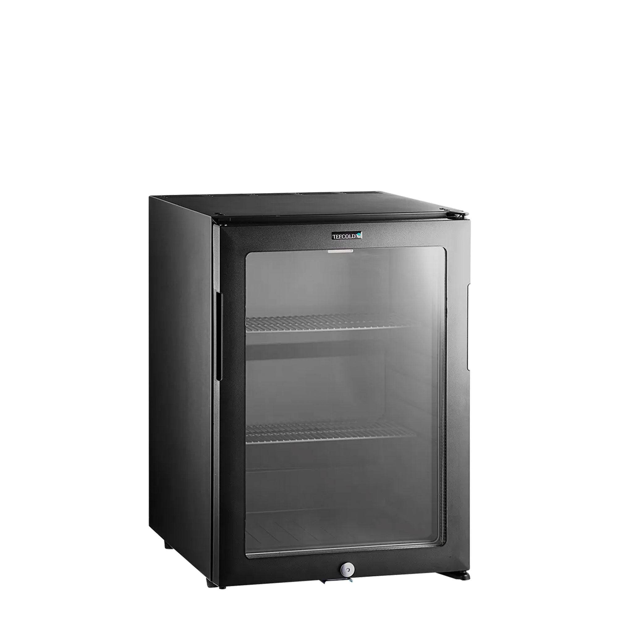 Minibar Tefcold TM44G-1 35-liter, sort med glasdør.