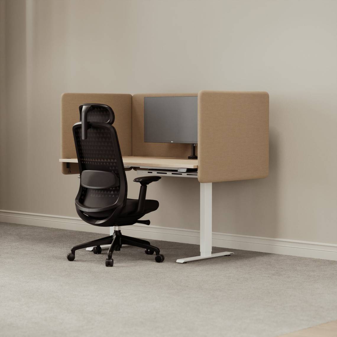 Komplet arbejdsplads, Kabelhåndtering Ja, Bordpladens størrelse 160 x 80 cm, Lampe Nej, Monitorarm Ja, Udseende Oak, Antal pladser 1.