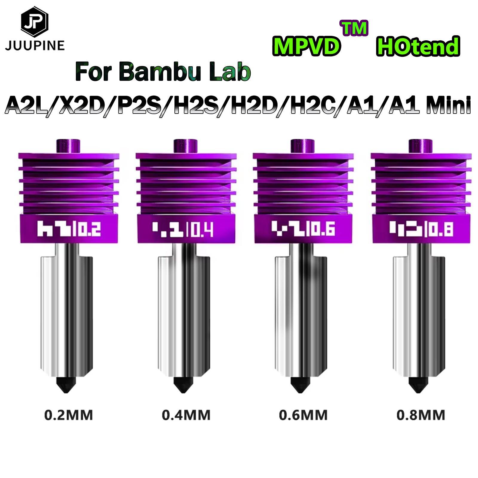 MPVD™ Hotend För Bambu Lab A1 X2D hotend A2L Hotend A1 H2C P2S H2D H2S Munstycke Uppgradering Anti-stick Filament Hög Hårdhet Hållbar