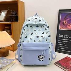Preppy Style Backpacks For Middle And High School Students; Leopard Print School Bags For Outdoor Travel; Versatile Backpacks For Girls With Contrasti - Blue