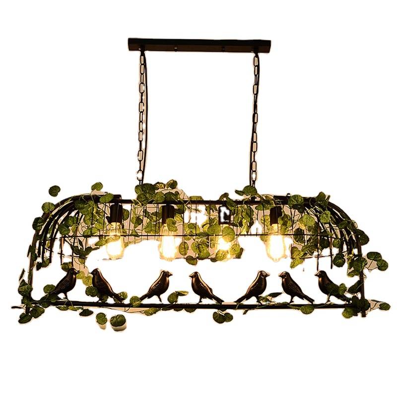 Restaurant dining room decorative bird cage pendant light black iron loft retro hanging lamp industrial vintage plant chandelier