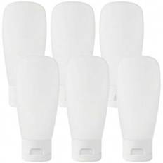 TSA Approved Travel Bottles Set - 5pcs Leak Proof Refillable Squeeze Tubes For Shampoo, Conditioner, Body Lotion & Shower Gel | Clear Plastic Cosmetic - Multicolor - Fan-shaped White