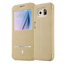 Baseus L�der Window View Cover til Samsung S6. Khaki.