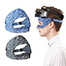 2 stycken VR Eye Mask VR Face Cover svettband, justerbart svettband för VR Sweat band fukttransporterande, för Virtual Reality Oculus Quest 2 Go HTC PS VR-spel (blå + grå)