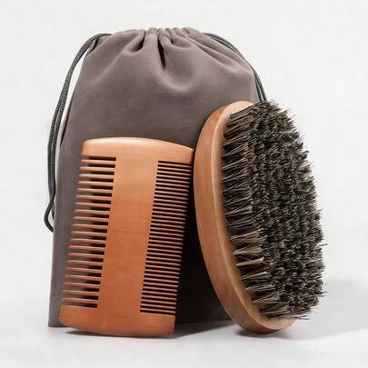 Skäggborste, skäggkam, skäggvårds- och groomingset, perfekt present för män till högtider, hårborste, kam, hårverktyg, hårprodukter och tillbehör för - Multifärgad (Skäggborste + skäggkam,Skäggborste)