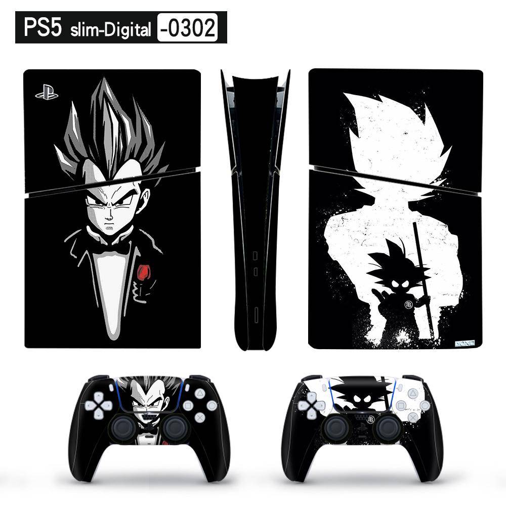 Art Vinyl Skin Sticker för PS5 Slim Digital Console och 2 Controllers Decal Cover
