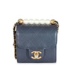 CHANEL Pre-Owned - Chanel liten väska med pärla - dam - getskinn - one size - Blå