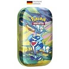 Pokémon-samlarkortspel: Mini-tin-box färgglad Paldea: Delfinator & Pachirisu (2 boosterpaket, 1 klistermärkesark)