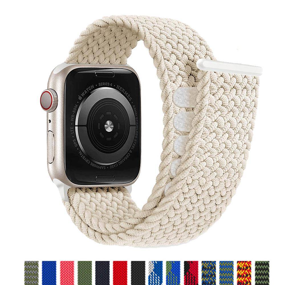 Flätat Solo Loop För Apple watch ultra 2 band 49mm 44mm 40mm 45mm 41mm correa armband iWatch serie 11 se 6 7 8 9 10 3 Band röd
