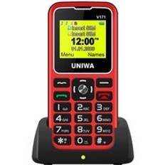 För äldre man 2g har telefon uniwa v171 gms mobil trådlös fm 1000 mah mobiltelefoner 1.77 "skärm gratis laddningsdocka - Ryskt tangentbord / Röd