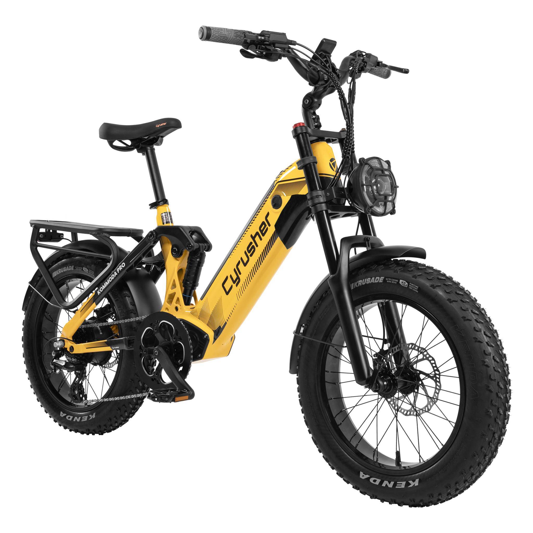 Cyrusher Kommoda Pro Adult City Electric Bicycle 250W Motor 52V20AH Battery Off-Road Electric Bike 20 Inch Fat Tires Mountain e-Bike gul