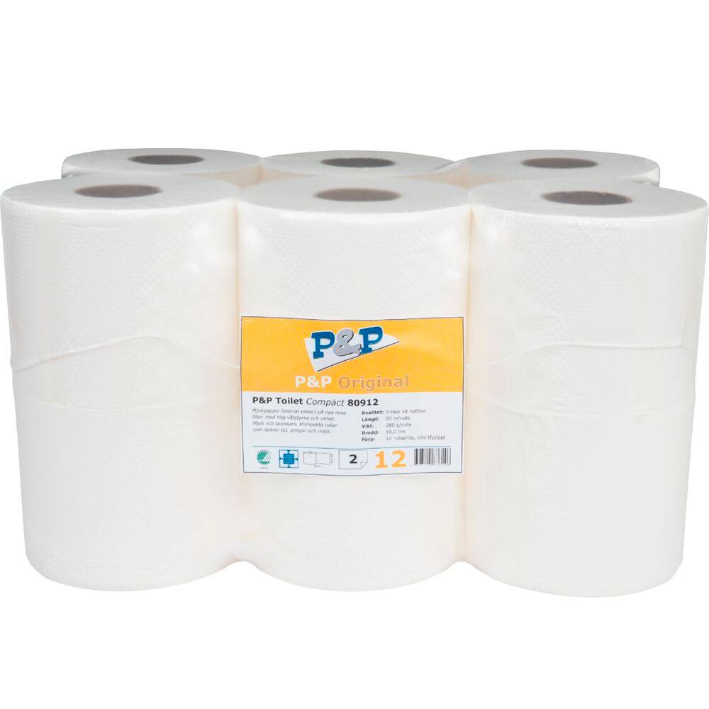 Toalettpapper P&P Toilet Compact 85mx12/fp