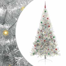 vidaXL Kunstig Forbelyst Juletræ med 300 LED'er Sølv 210 cm PET