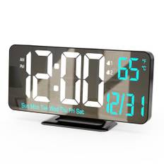 KOSUMOSU Digitaler Wecker, 17 cm, schwarz, für Schlafzimmer, Dual-Alarm, Datum, Sekunde, Wochentag, 12/24 Stunden, Dimmen, Temperatur, Computeruhr, LED-Uhr…