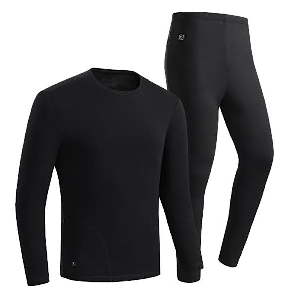 Uppvärmda Underkläder Herr - Elektriska Värmeunderställ Set Black 5XL