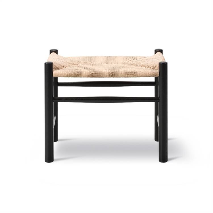 Fredericia Furniture Wegner J16 Taburet Oak Svart Lacquer/Natural Paper Cord