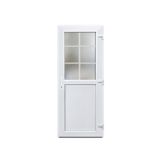Plast Facadedør - ½ Glas med Indvendige Sprosser 80 x 180 Højre Ud (HU)