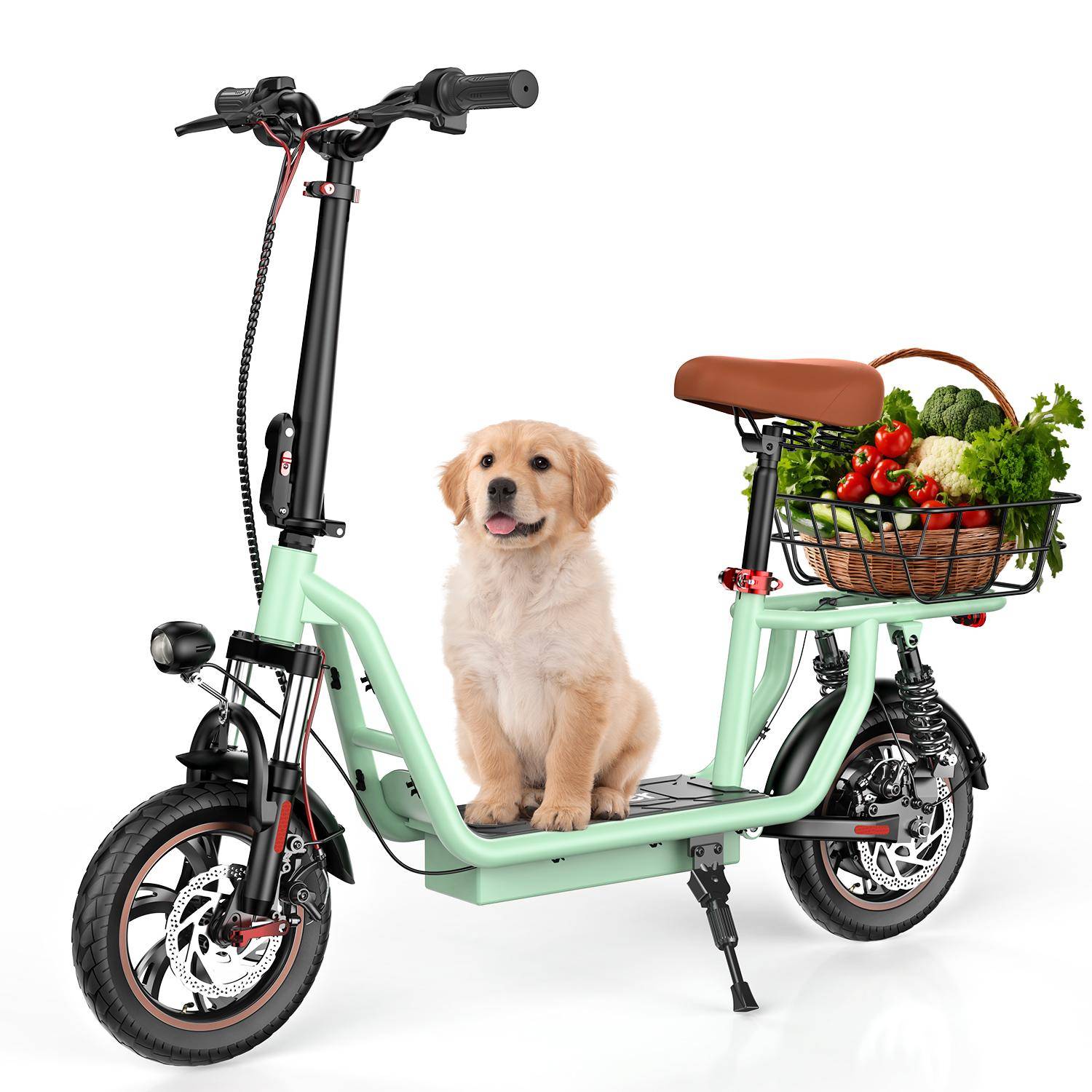 iScooter i12 Elsparkcykel 12'' Pneumatiskt Däck för Väg 25KM/H 500W Motor 36V/7.5Ah Batteri 30KM Räckvidd Med Korg E-scooter svart