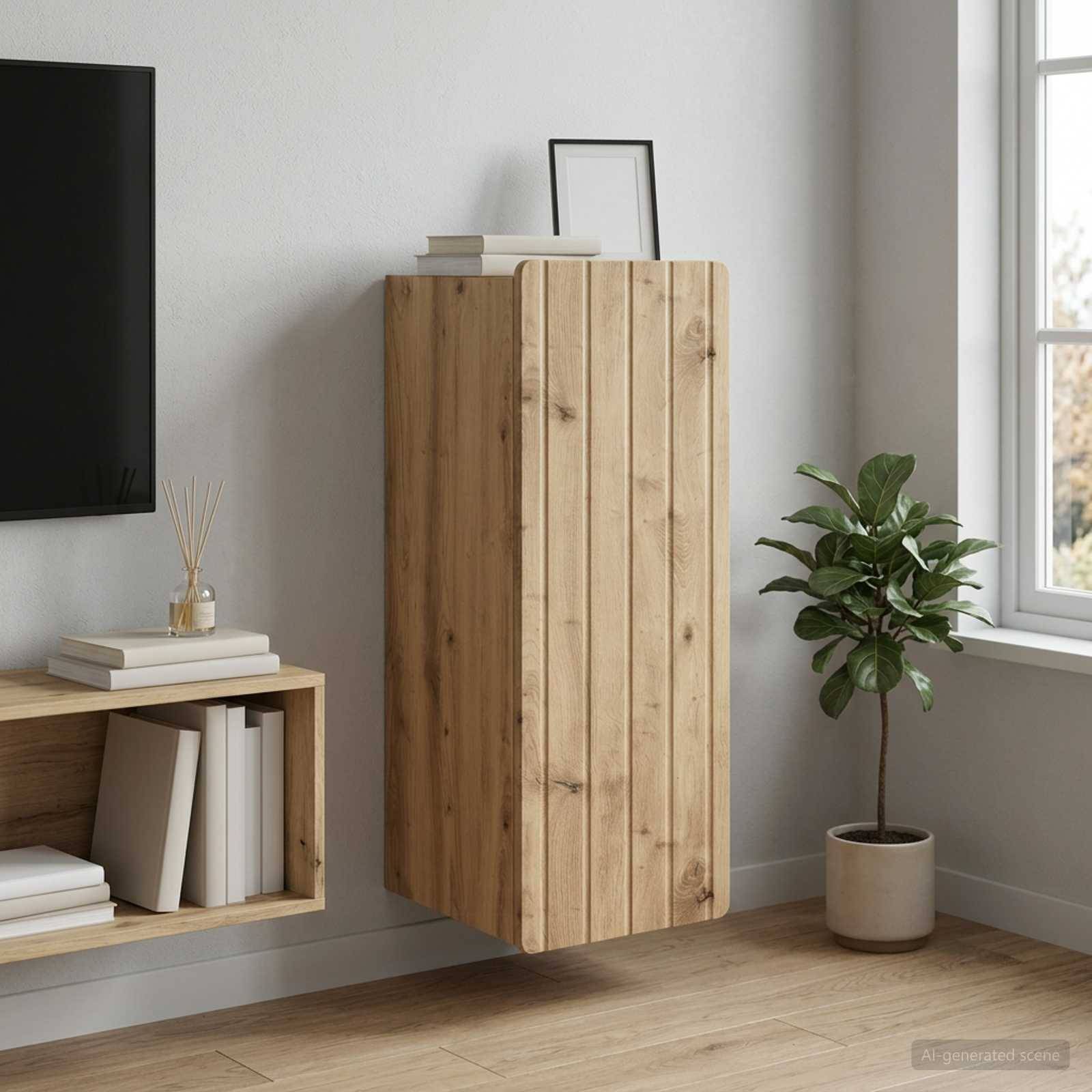 vidaXL Vægmonteret skab 33 x 34,5 x 94 cm Konstrueret træ Artisan-eg