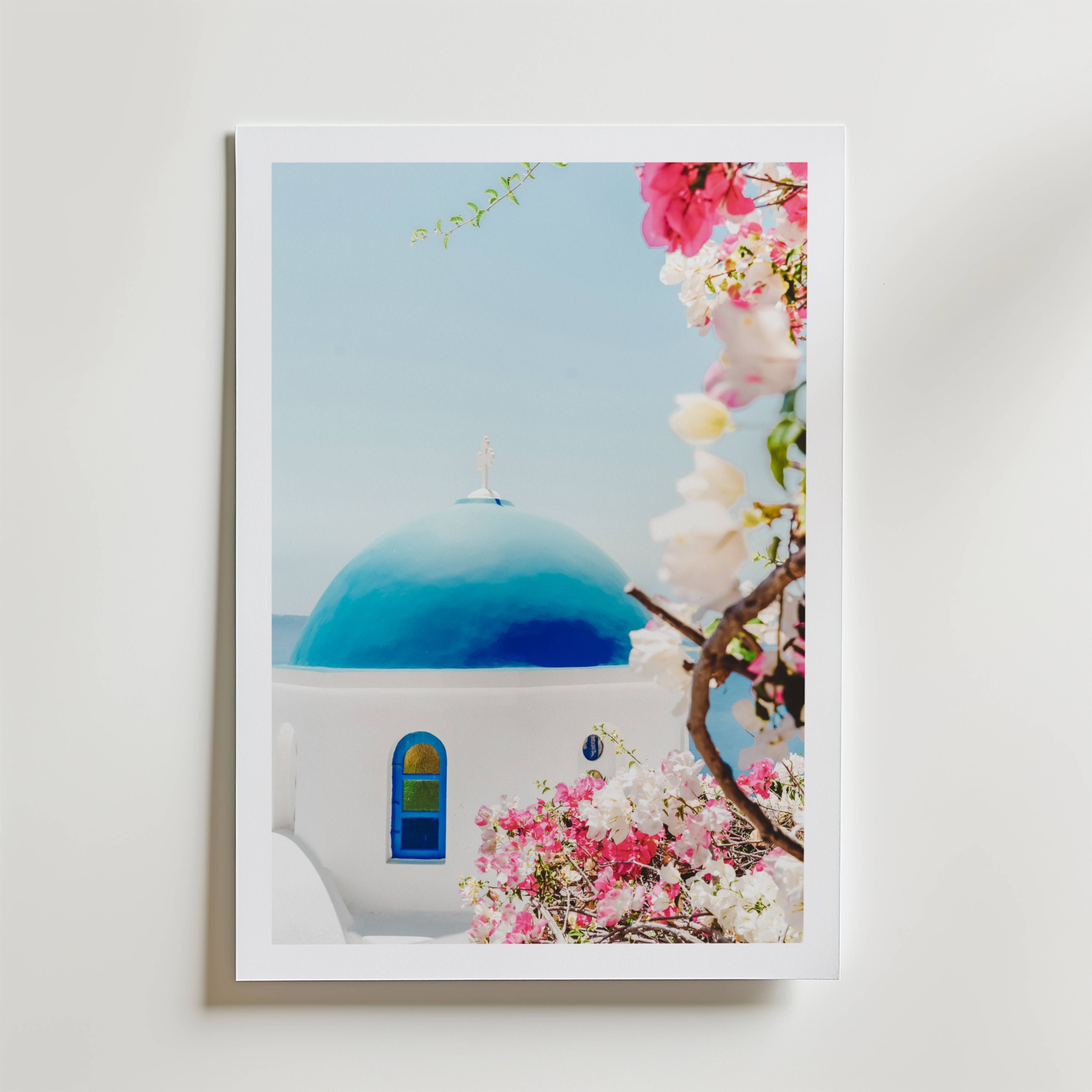 Santorini Bloom Escape Poster - Fine Art Poster 13x18 cm