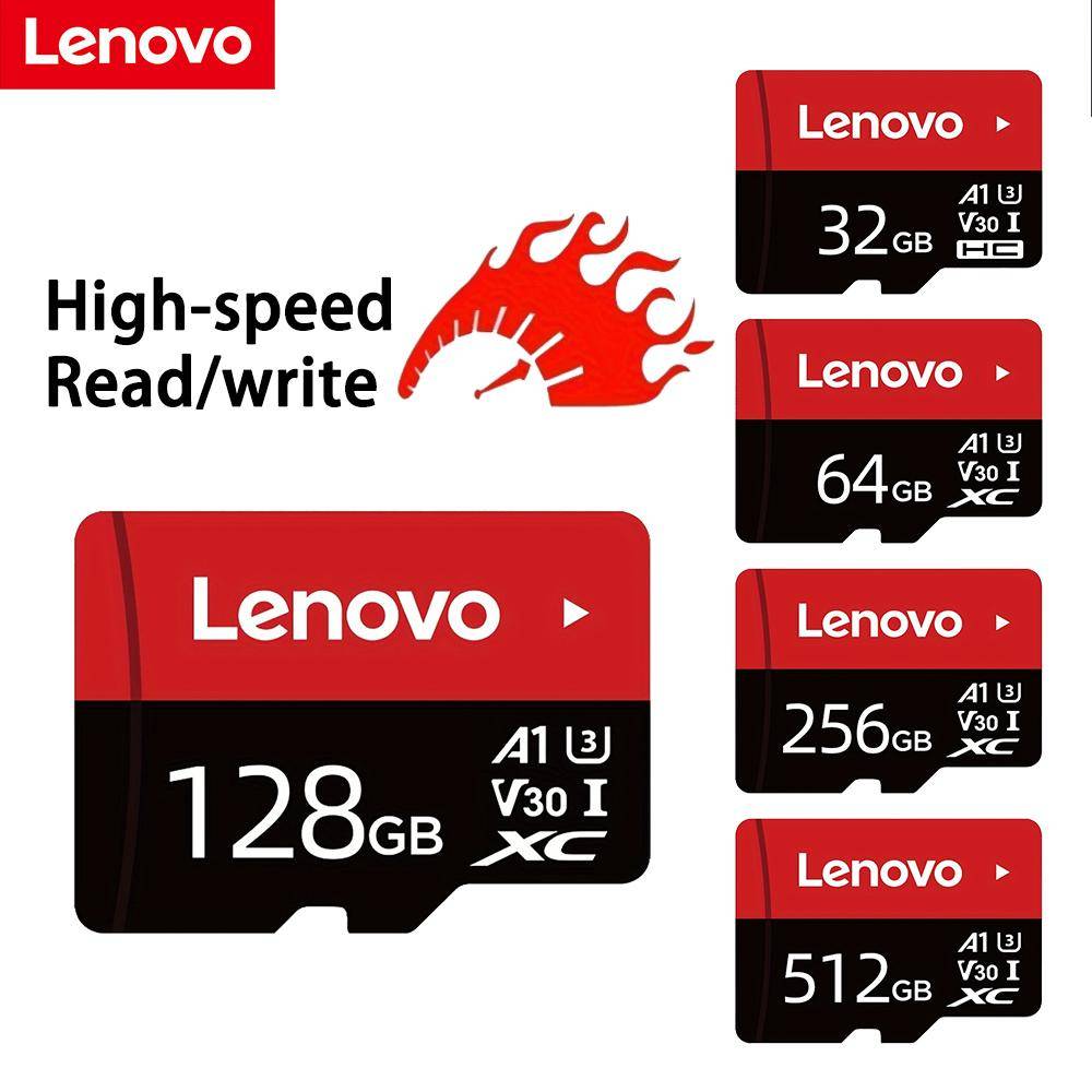 Lenovo Micro SD-kort 100 MB/s Höghastighets TF-kort 32 GB 64 GB 128 GB 256 GB MicroSDXC Klass 10 A1 V30 Minneskort för Nintendo Switch/Telefon/Kamera/