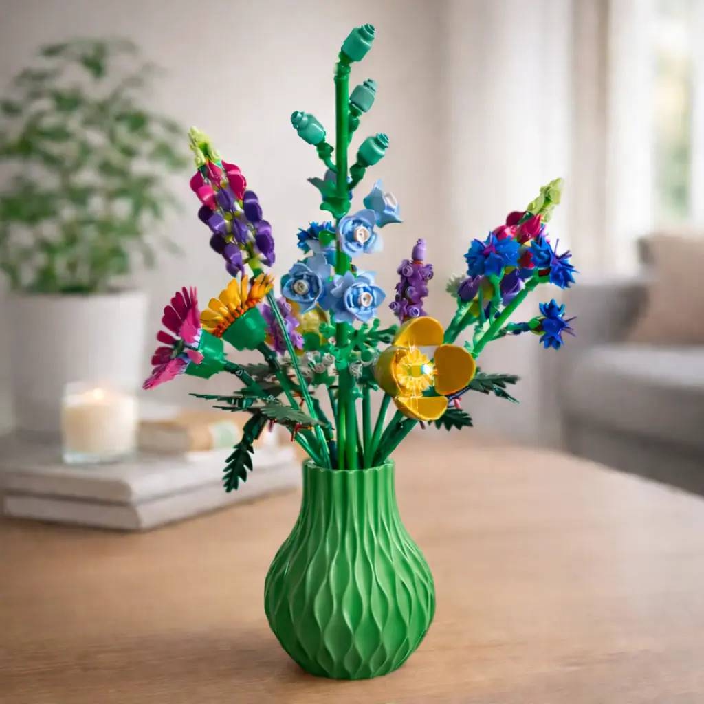 Vase til LEGO blomster / Kunstige blomster – Bølge Design – 20 cm - Valgfri farve