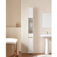 Stilrent og pladsbesparende badeværelsesskab, B20 x D20 x H180 cm, hvid