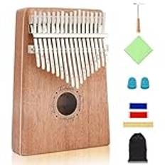 Kalimba 17 nycklar, tumpiano, kalimba thumb piano, finger, fasta instruktioner och stämningshammare, Marímbula, Mbira, trä, naturtangentbord, Marimba (mahogny)